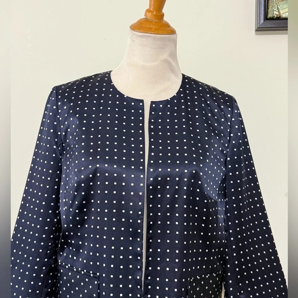 Pendleton Silk Blend Jacket Go Graphic Blazer Lightweight Pocket Navy Size 12